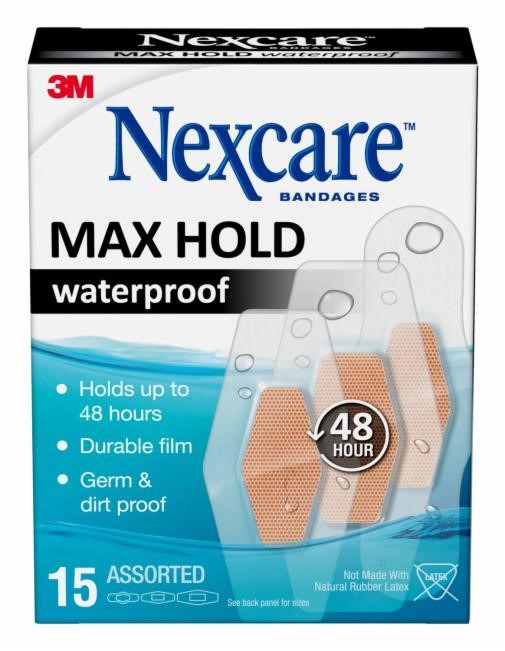 NexCare WaterProof Bandage Max Hold asst 15